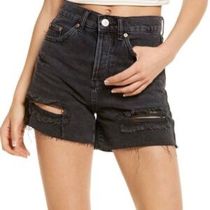 BDG Urban Outfitters Pax High Rise Distressed Black Denim Shorts